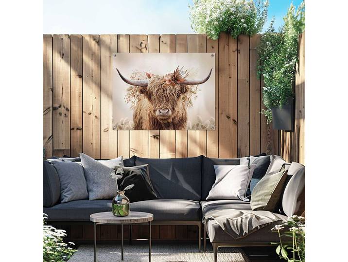 Outdoor-Poster Highlander in Blumen PVC Beige/Beige 60 x 80 x 0cm