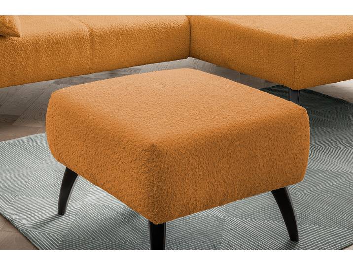 Pouf rembourré 66 x 44 x 66cm Doré Tissu Bouclé Zofie: Doré