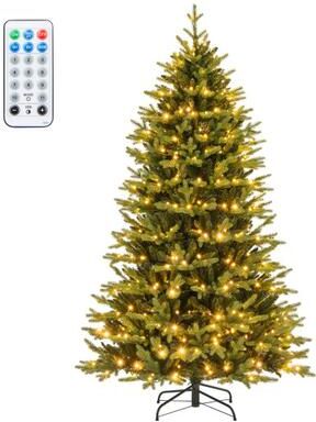 Costway 7 Feet Artificial Xmas Tree Hinged with 11 Lighting Modes and Remote Control-7 ft