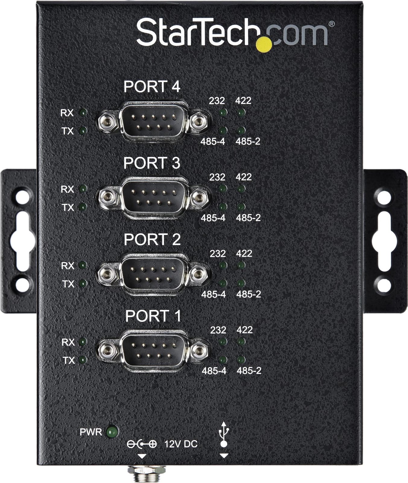 StarTech.com Industriële 4-poorts USB naar RS232/RS485/RS422 seriële hub, USB 2.0 naar DB9 converter met IP30-bescherming en DIN-rail montage, ICUSB234854I