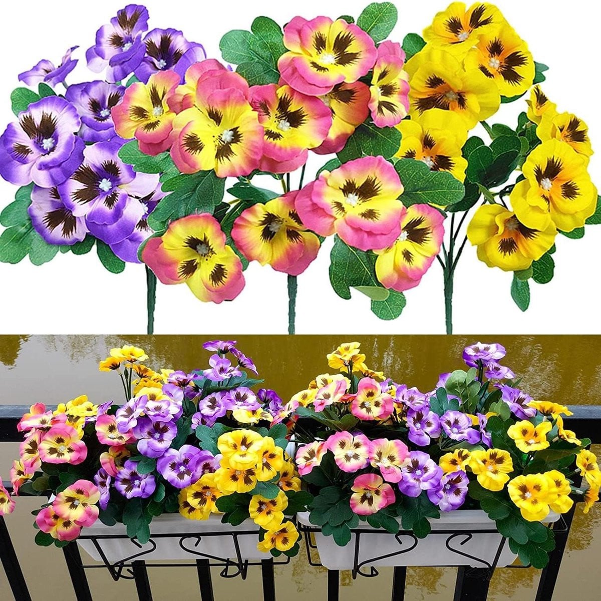 Set van 9 realistische zijden kunstbloemen in multicolor voor woningdecoratie