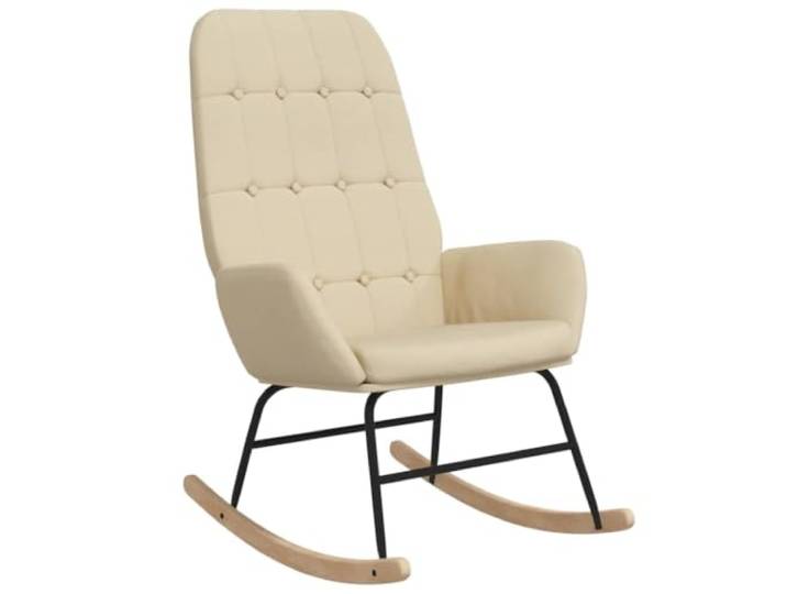 Creme Schaukelstuhl Gepolstert mit Armlehnen für Wohnzimmer Cremiges Gewebe, robuste Konstruktion, dicke Polsterung, bequeme Armlehnen, stabile Schwingung