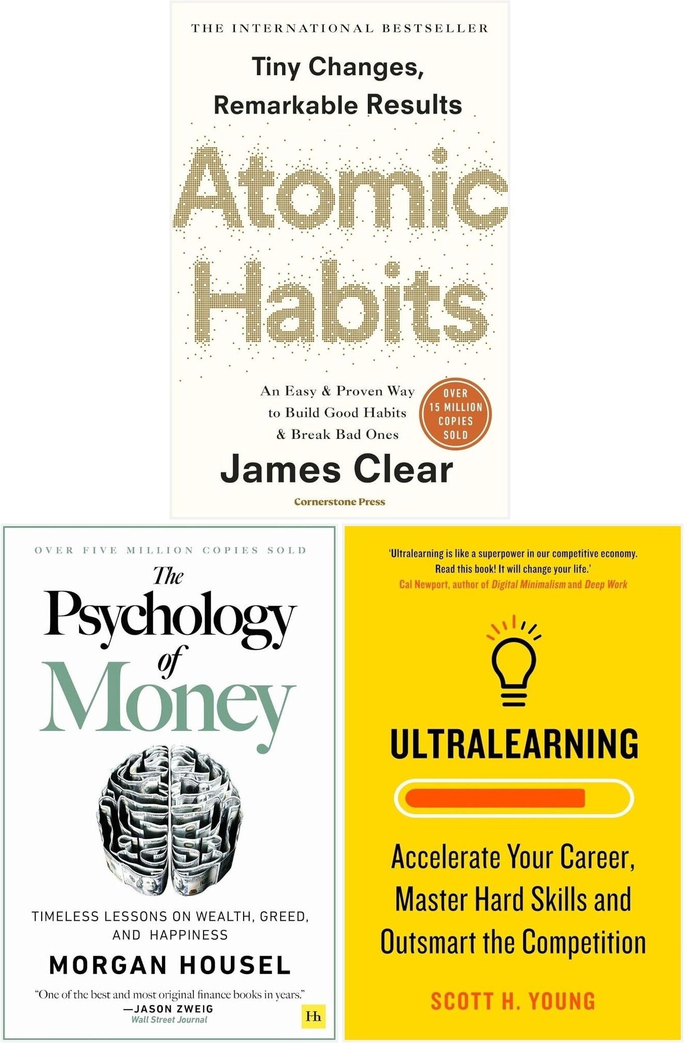 Thorsons/Cornerstone/Harriman House Ultralearning, Atomic Habits and The Psychology of Money 3 Books Set