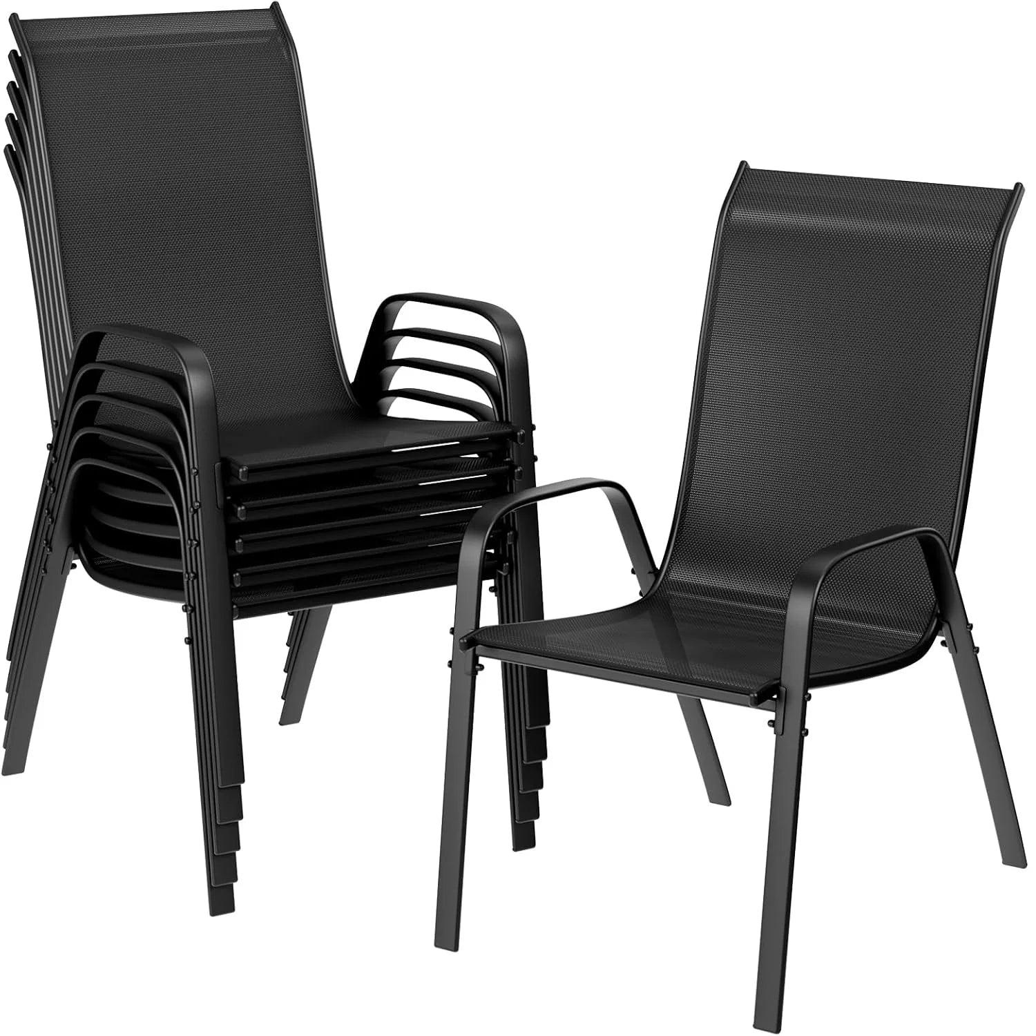 Gartenstühle - Gartenstuhl - Gartenmöbel - Set mit 6 Stück - Stühle - Metall - Stapelbar - Wetterbeständig