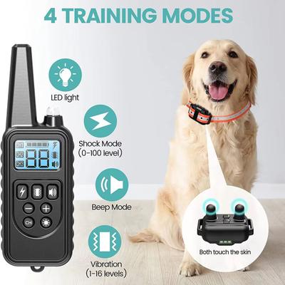 Inspired Finds Rechargeable Dog Training Collar With Vibration, Shock, And Anti Bark Control for 1 Dog Blue us Plug