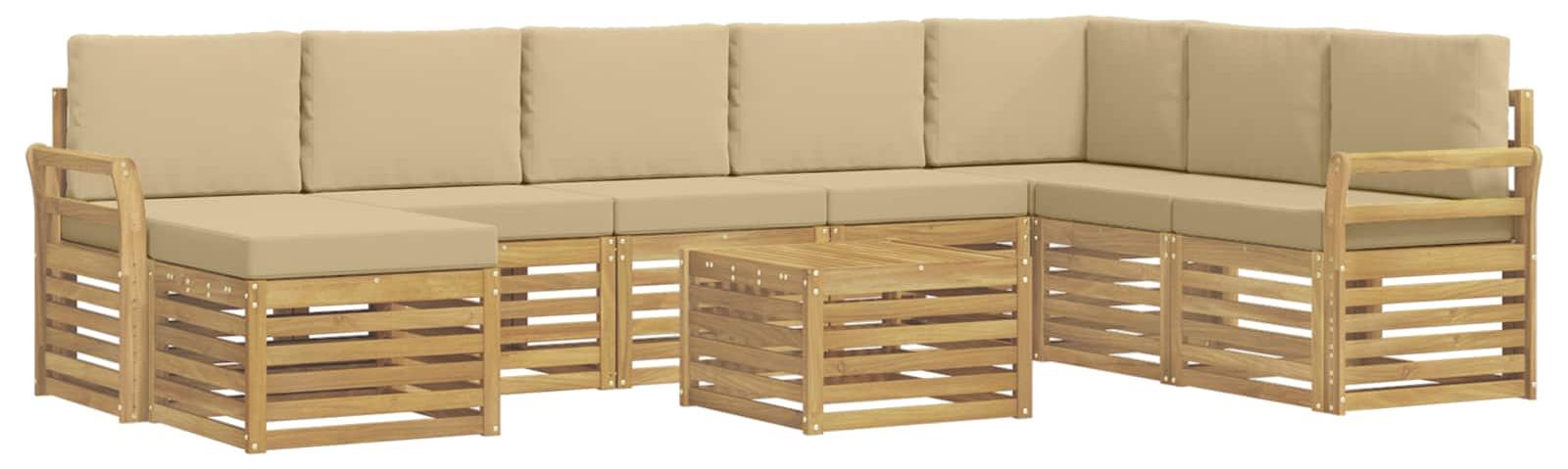 Garnitur aus 9 Outdoor-Sofas, Farbe Beige, Material: Polyester