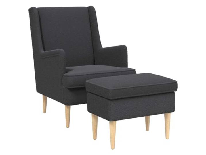 KTHLBRH Sessel mit Ottomane 2 Stück dunkelgrau Bouclé Metall- und Holzrahmen, abnehmbares Kissen, bequemer Schaumstoff, Innengebrauch, einfache Montage