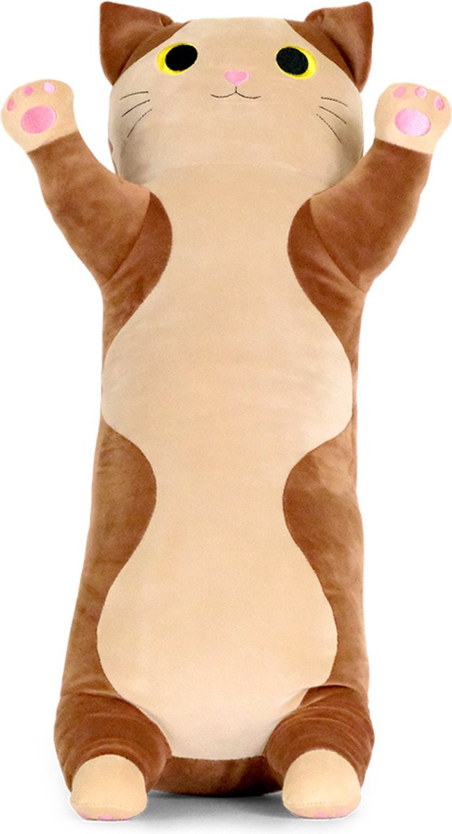 Weplay Merchandise Kawaii Kitty Knuffel Sierkussen - Bruin - 77 cm