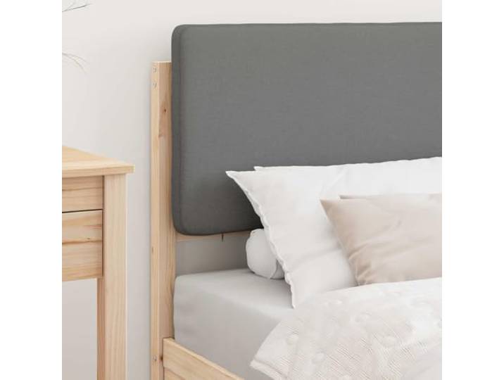 Bett aus massivem Kiefernholz mit gepolstertem Kopfteil hellgrau Plattform-Latten, kein Boxspringen erforderlich, abnehmbarer und waschbarer Kopfteilbezug, einfache Montage