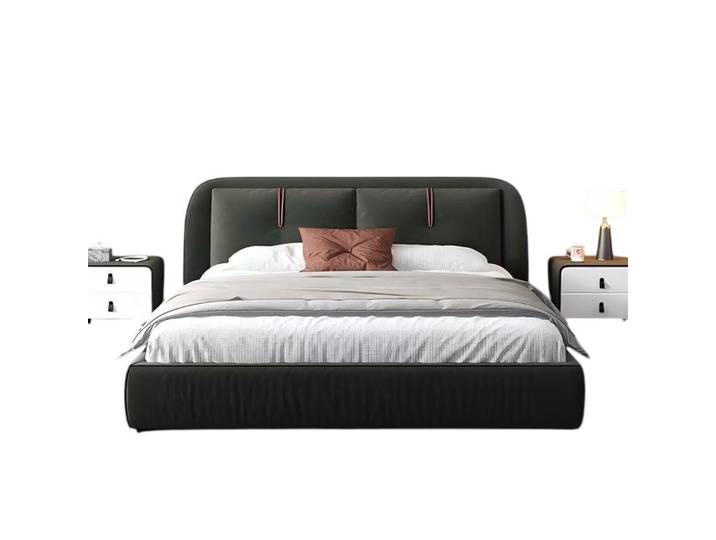 JVmoebel Polsterbett Designer Lederbett Dunkelgrün mit gepolsterter Oberfläche, Made in Europe