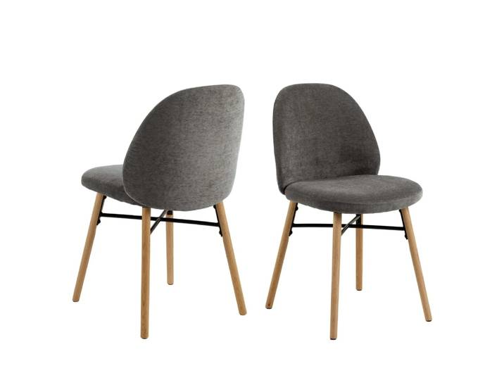 Lot de 2 chaise scandinave grise en tissu