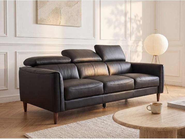 Sofa 3-Sitzer - Büffelleder - Schwarz - SALVI