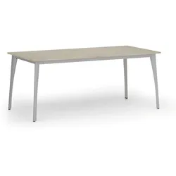 Konferenztisch PRIMO OMEGA, 180x90 cm, graues Metallgestell, Eiche natur