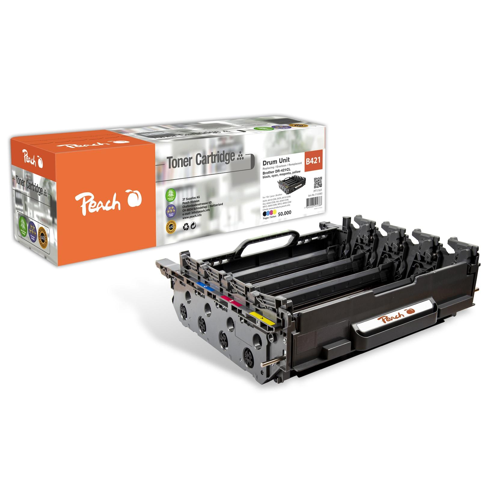 Peach B421 CL Trommeleinheit col ersetzt Brother DR-421CL für z.B. Brother DCPL 8410 CDW, Brother MFCL 8690 CDW, Brother DCPL 8410 CDN (wiederaufbereitet)