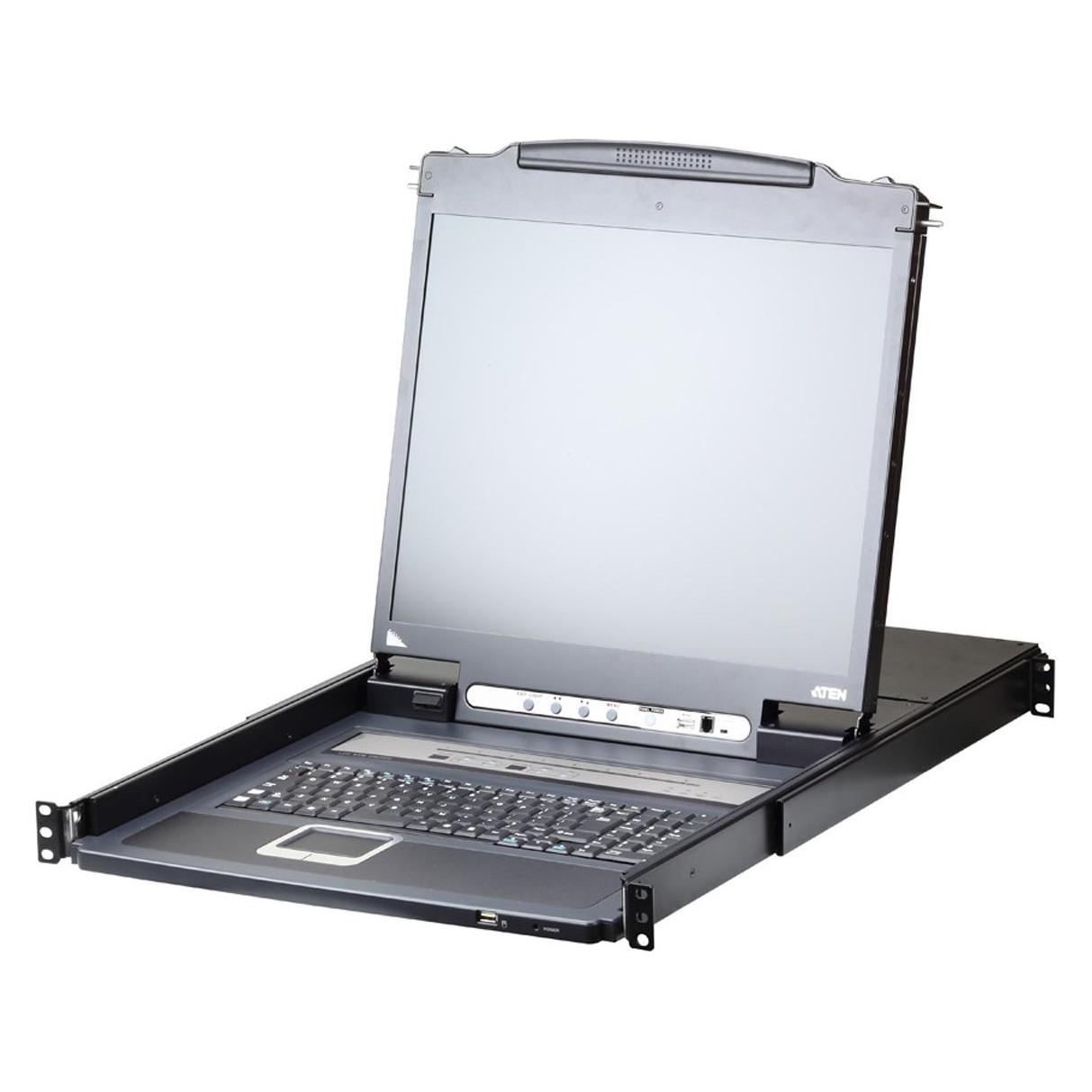 Aten CL5708iM LCD KVM Switch Over IP, USB-PS/2,VGA, 8-Ports, DE-Layout (CL5708IM-AT-GG)