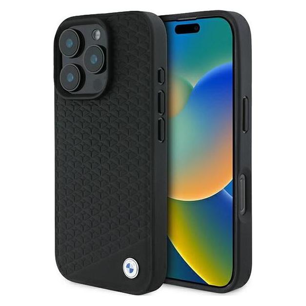 BMW BMHMP16X23RDDK iPhone 16Pro Max 6.9" czarny/black hardcase Sign Leather Diamond Metal Logo MagSa (Apple iPhone 16 Pro Max) (BMW000849-0)