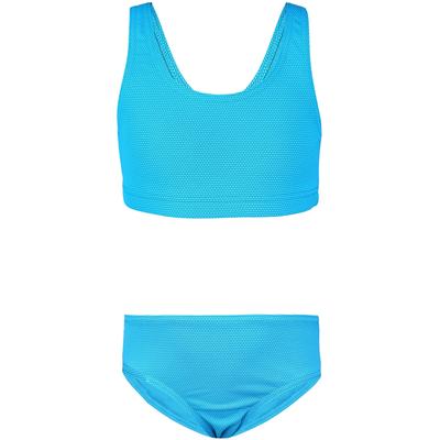 Bustier-Bikini AQUARTI "Bikini Mädchen Sport Bikini Racerback Bustier & Bikinislip", Mädchen, Gr. 146, N-Gr, grün (jacquard punkte türkis), Obermaterial: 80% Polyamid PA. 20% Elasthan EL., Bikini-Sets