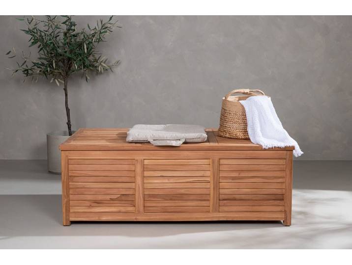Garten Kissenbox Sorine - 46x130x70 aus Teakholz - 150 kg - Luxusbetten24