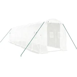Helloshop26 - Gewächshauszelt für Pflanzen Blumen und Gemüse mit Stahlrahmen 16 m2 8 x 2 x 2 m weiß