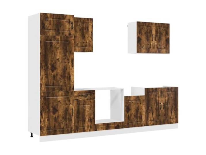 fsahslih Küchenschrank-Set 7-TLG. Kalmar Modular Räuchereiche Vielseitige Modulküche in Räuchereiche-Optik mit verstellbaren Füßen für flexible Raumnutzung in Küche und Essbereich.