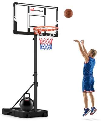 Costway 3.3-10 Feet Portable Basketball Hoop Adjustable with Base and Wheels
