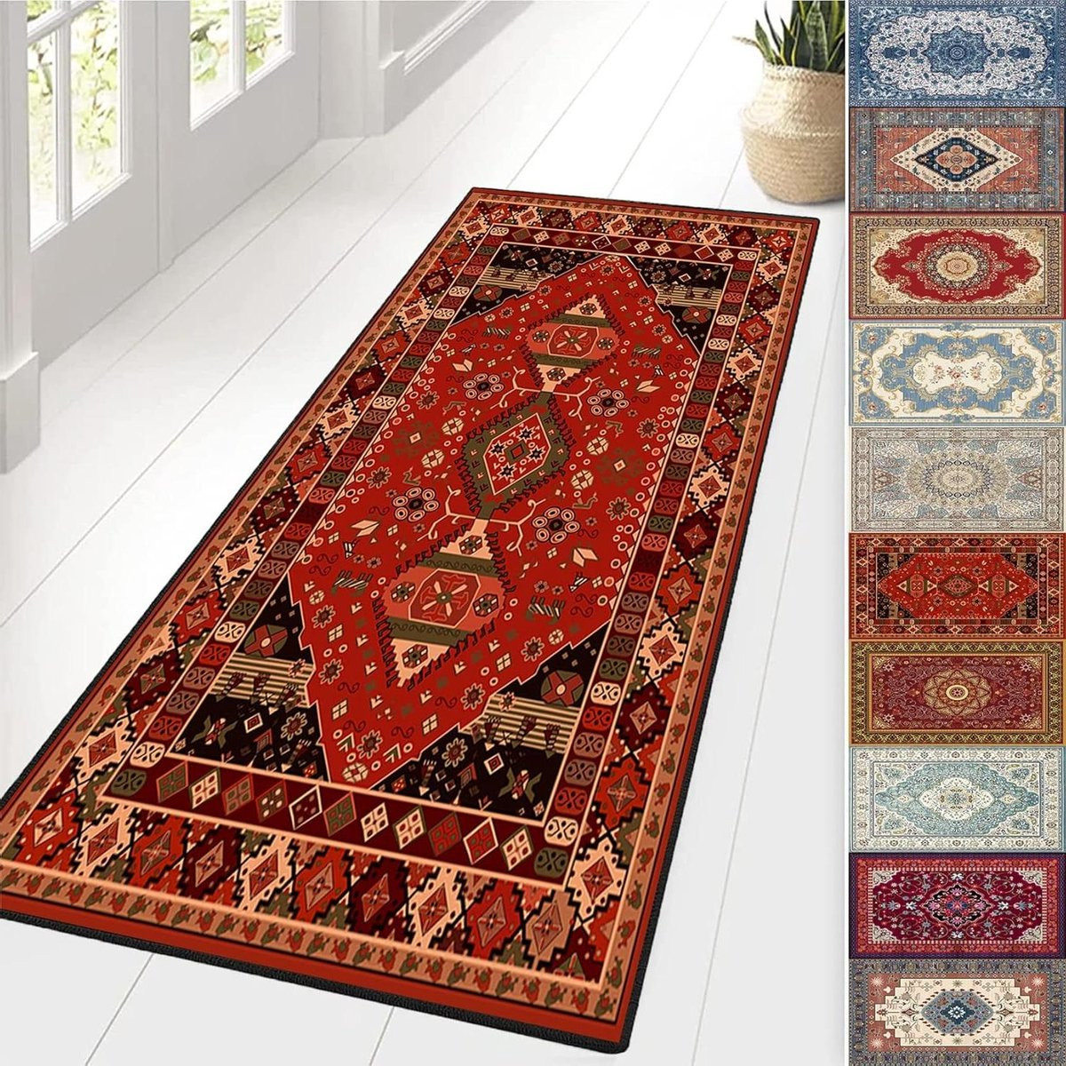 Veelkleurige antislip keukenmat loper voor keuken, hal of badkamer, 100 x 110 cm