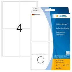 HERMA Vielzwecketiketten 52x82 mm weiß Papier matt Handbeschriftung 128 St.