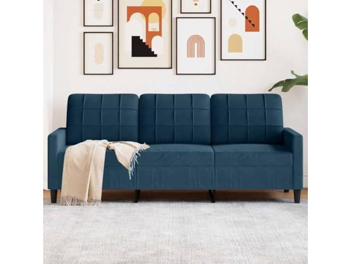 HEFZGDB 3-Sitzer-Sofa Blau 180 cm Samt Modernes Design Metallgestell Bequem Entspannen Weiches Polster Wohnzimmer Sofa Stilvoll Komfortabel Langlebig