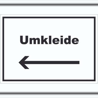 HB-Druck Umkleide Aufkleber mit Text und Richtungspfeil links Ankleide Kabine waagerecht A7 (74x105mm)