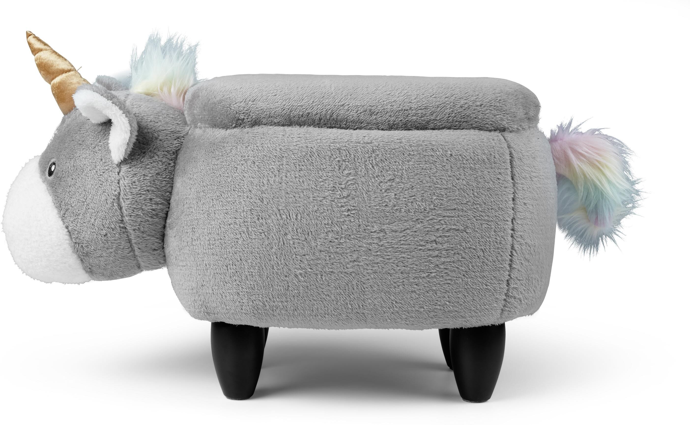 Hocker "zoosy Einhorn Enea Grau", Baby, Gr. B/H/T: 71cm x 36cm x 35cm, grau, Hocker Hocker grau B/H/T: 71cm x 36cm x 35cm