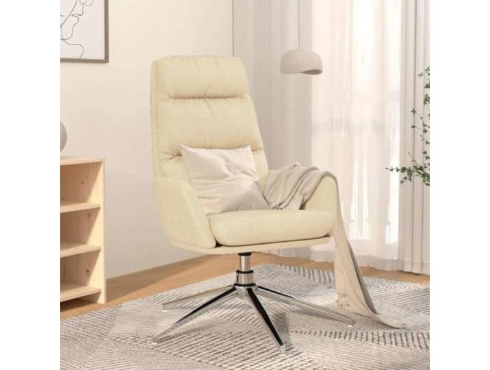 HEFZGDB Relaxsessel Creme Stoff Drehsessel 360 Grad drehbar mit Metallgestell und bequemen Armlehnen für höchsten Sitzkomfort