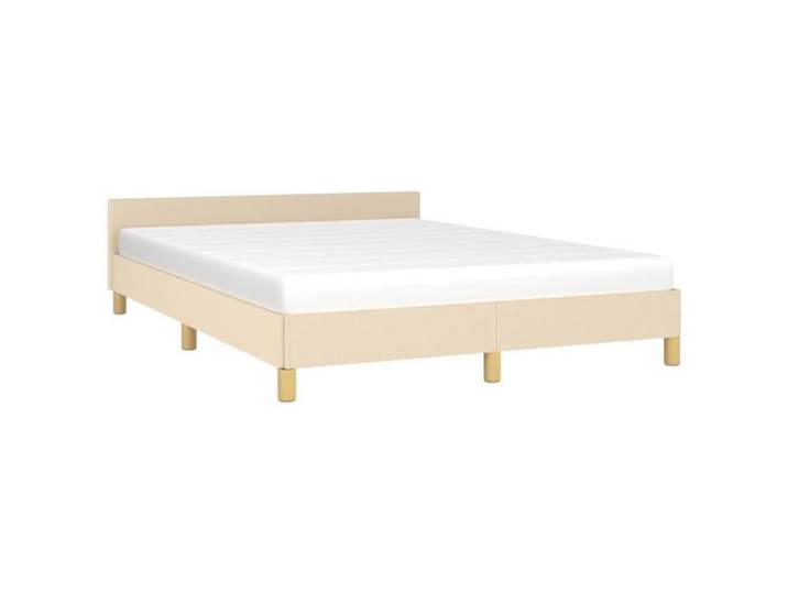 Cadre de lit avec tête de lit Crème - ZERONE - 140x200 cm - Tissu - Contemporain