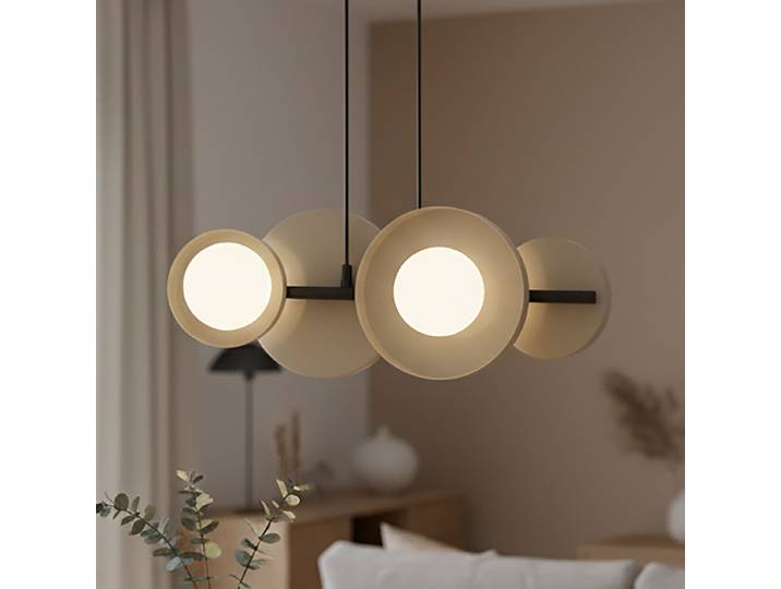 Suspension Model 53 x 120 x 23cm Beige/Beige 4 Verre opale, acier G9