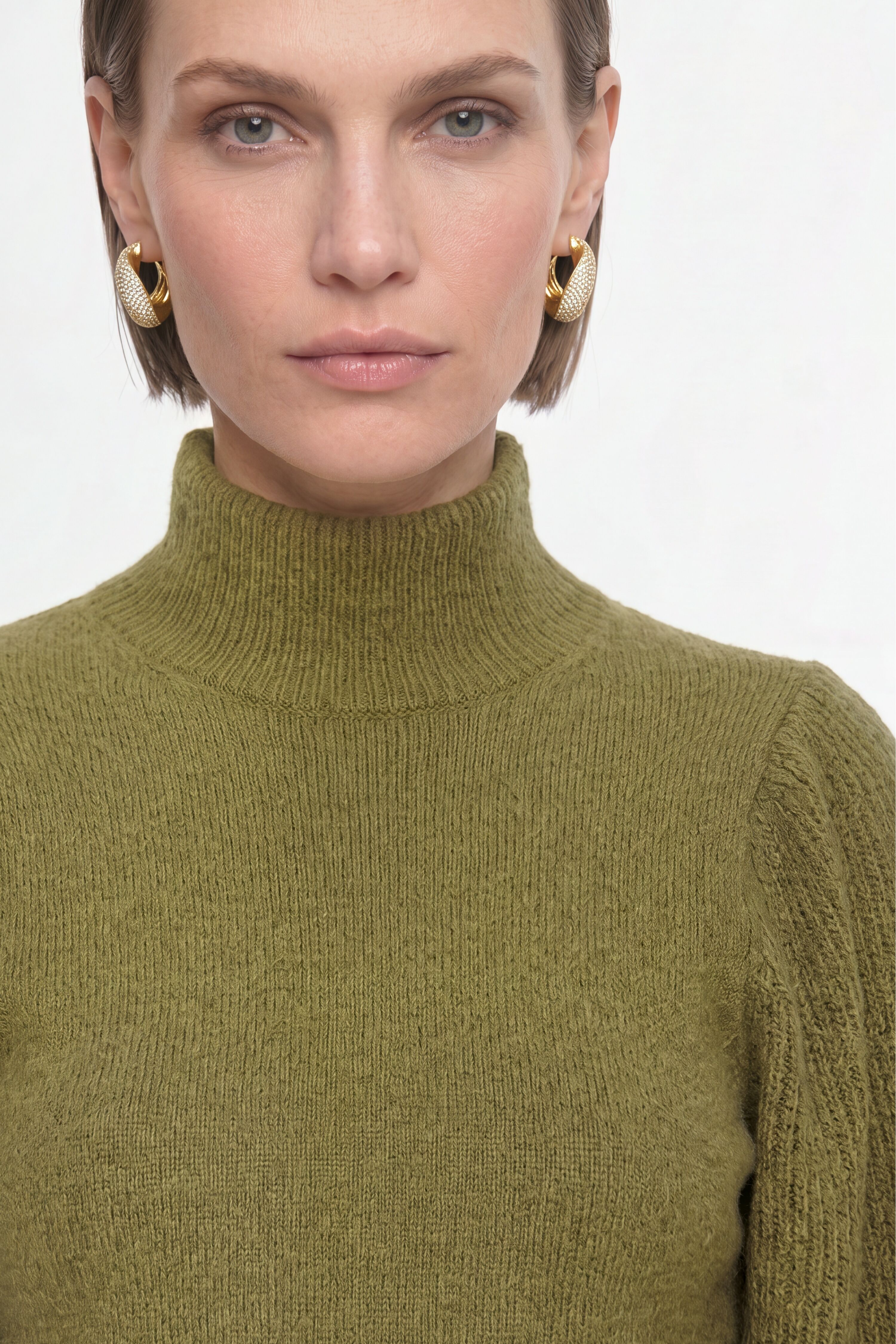 Stehkragenpullover RICHROYAL, Damen, Gr. XL, grün (golden moss), Strick, Obermaterial: 40% Polyacryl, 30% Alpaka, 30% Polyamid, unifarben, normal normal, Rundhals, eingesetzt Rippbündchen, Pullover Stehkragenpullover, Regular fit mit Alpakawolle, Stehkrag