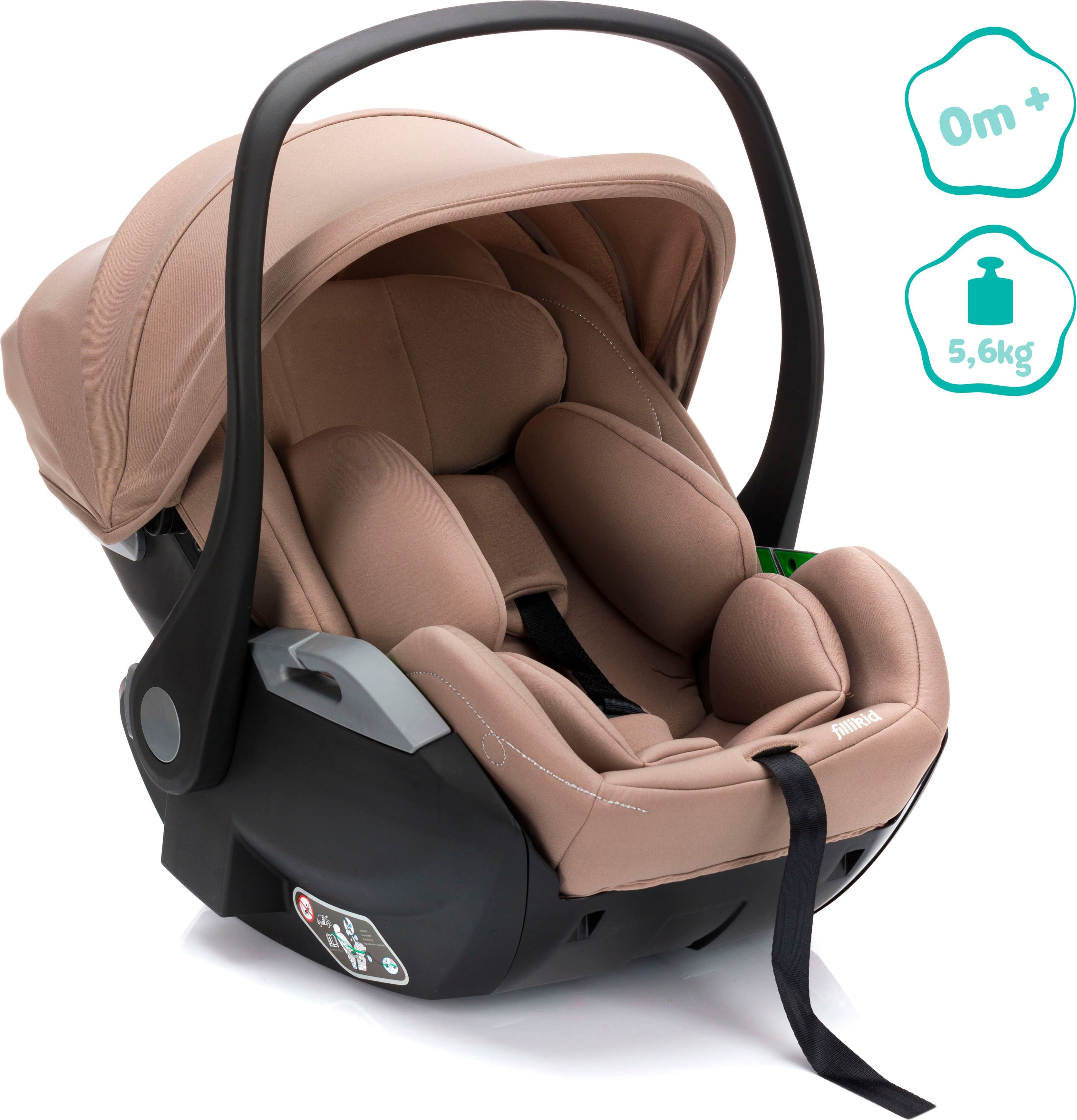 Autokindersitz FILLIKID "NOA, inkl. Basisstation", Baby, braun (dessert braun), Polyester, Kindersitze Autokindersitz, Gr. 0, 360