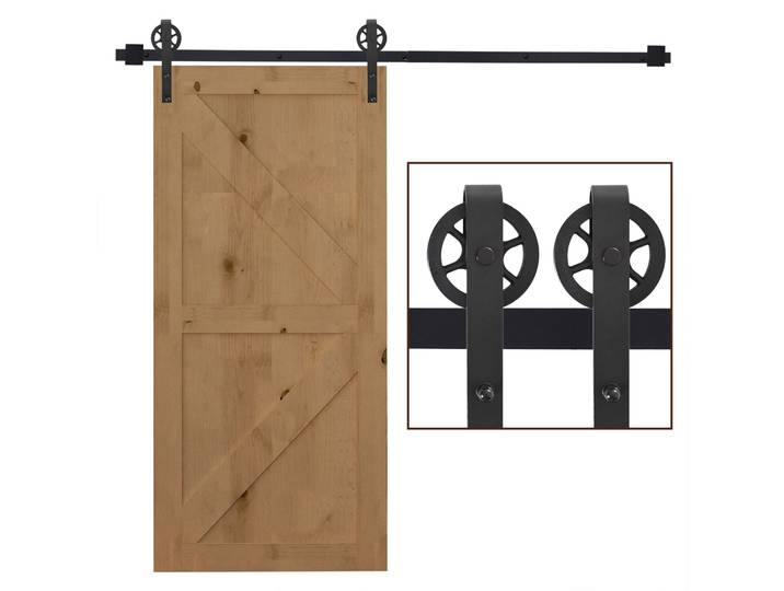 HOMCOM Quincaillerie pour Porte Coulissante 200 Cm Kit de Rail Coulissant pour Porte
