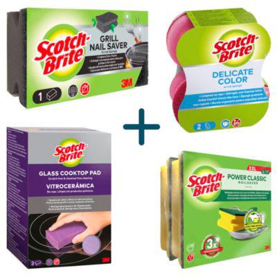 Scotch-Brite® Schwammset, 10-teilig, Glaskeramik, 3 Stück + Griffschwamm XXL, 4 Stück + Delicate Color Comfort, 2 Stück + Grill, 1 Stück