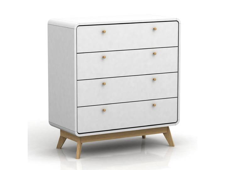 Kommode CASSIE 88 x 80 x 39 cm Weiß/Eiche