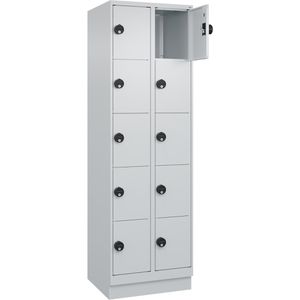 CP-Möbel Schließfachschrank Classic Plus lichtgrau, 10 Fächer, Stahl, 60 x 195cm, mit Zahlenschloss