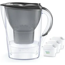 Brita Marella Grafit + 3 MAXTRA PRO Pure Performance, Wasserfilterkanne, Grau, Transparent