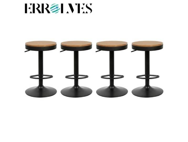 Tabouret Bar en Bois Ø36 cm Hauteur Réglable et Pivotant à 360 degrés - ERROLVES - Lot de 4 Noir