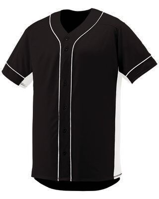 Augusta Sportswear 1660 Athletic Slugger Jersey T-Shirt in Black/White size Large   Polyester