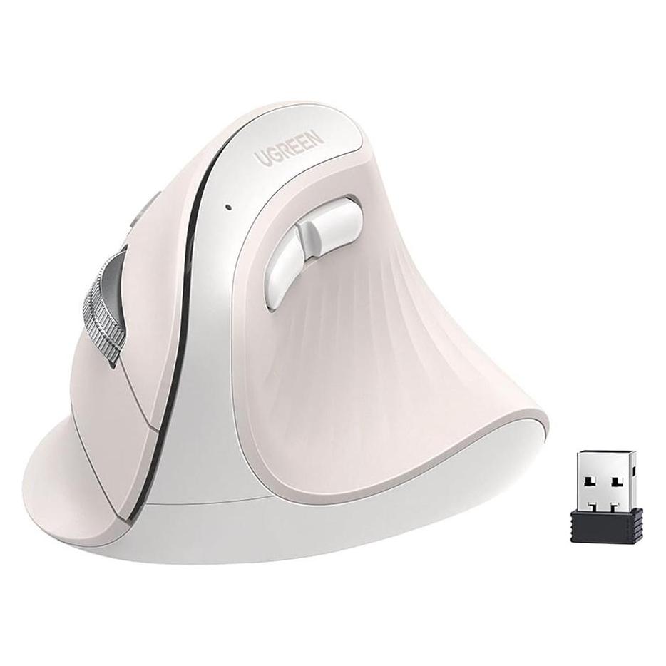 Ugreen - Vertikale Multi-Mode-Maus MU008mini (85249) - Bluetooth + 2.4GHz, 4000DPI - Milchtee (Kabellos) (85249)