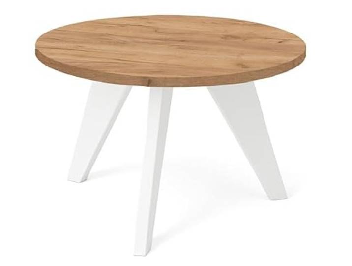 Dekori Möble, LORA Couchtisch, 75 cm – minimalistisch, leicht und zeitlos für Moderne Interieurs (Eiche Craft Golden/Weiß)