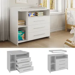 Oskar-Store Wickeltisch Paula, 110 x 94 cm, Weiß, Wickelkommode mit Wickelaufsatz