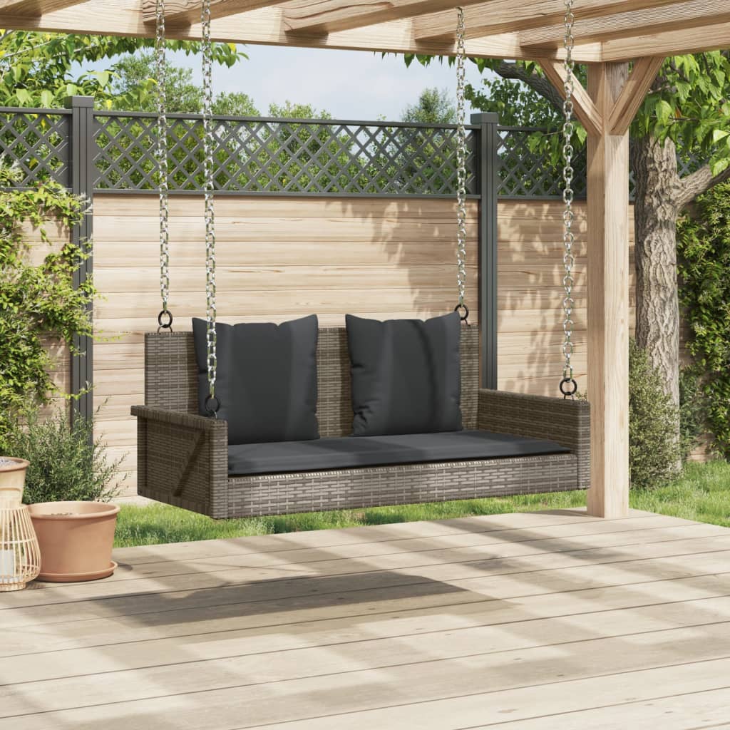 vidaXL Balancelle avec coussins gris 119x56x48 cm résine tressée