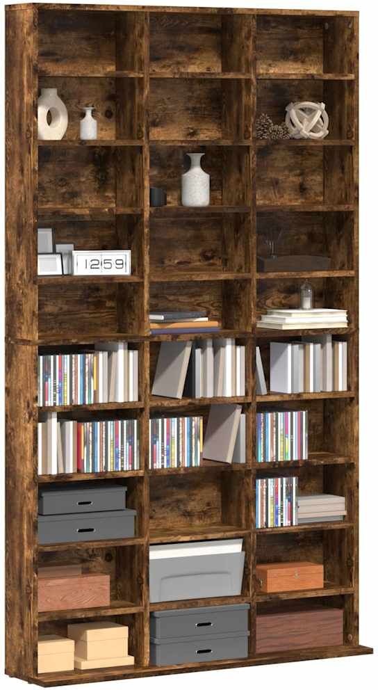 vidaXL Armoire à CD Chêne fumé 102x23x177,5 cm Bois d'ingénierie