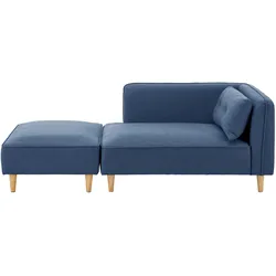 Sofa Fanny Blau Leinenoptik mit Hocker