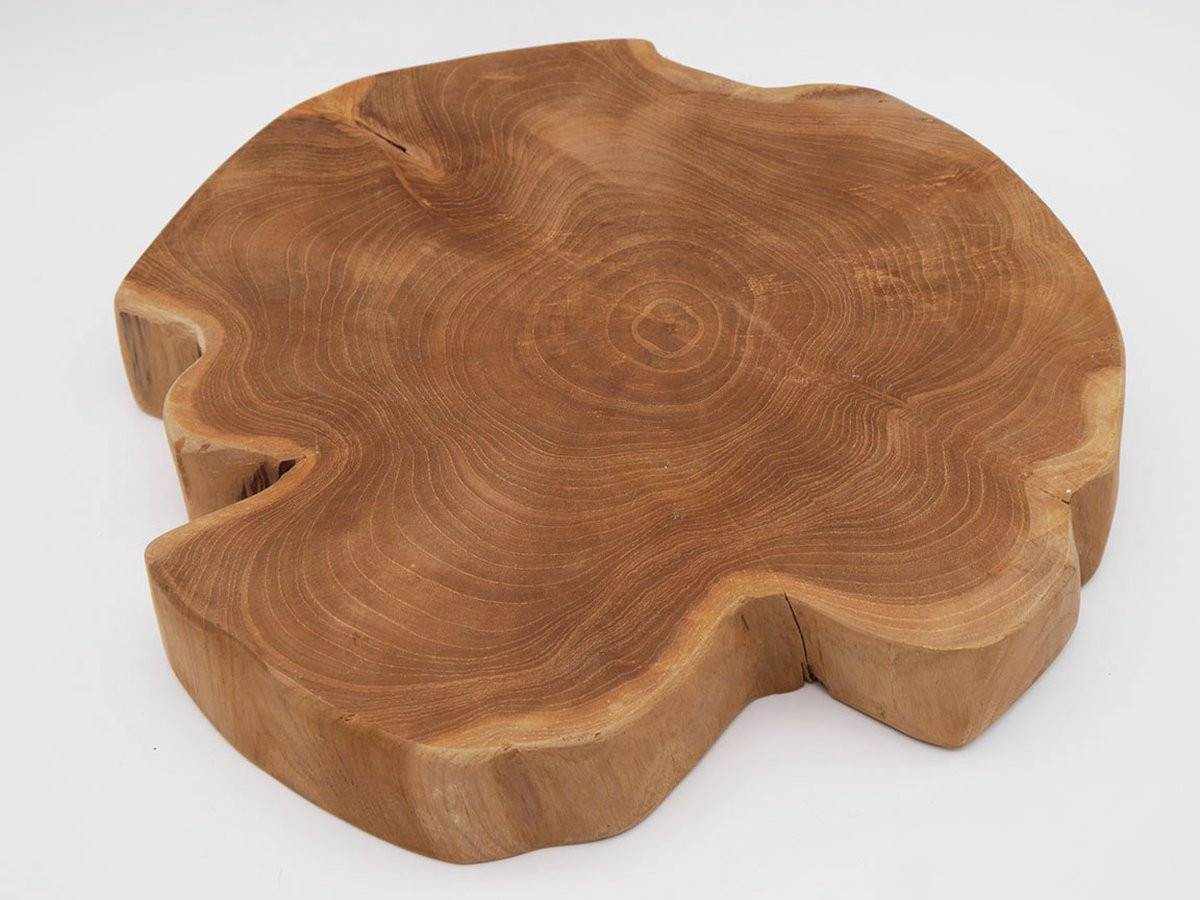 SENSE Boomstam schijf van Teakhout - Houten onderboord en decoratieve schaal - Doorsnede: 24 cm
