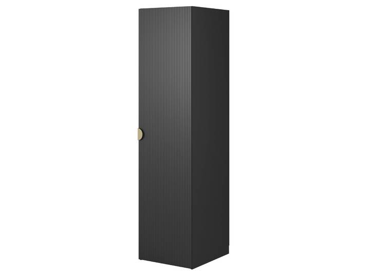 Einzeltüriger Schrank Moonir mit 50 cm Regalen, schwarz